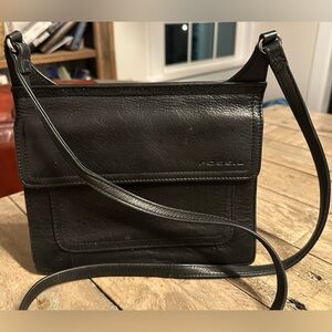 Vintage Fossil Black Leather Crossbody Bag